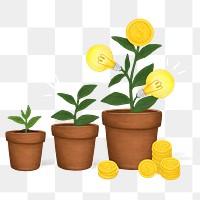 Creative ideas png money plant, finance remix, transparent background