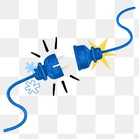Blue electrical plugs png, transparent background