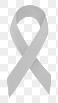 Gray ribbon png, brain cancer awareness illustration, transparent background