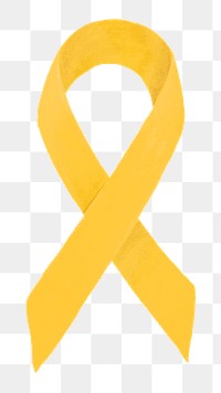 Yellow ribbon png, bone cancer awareness illustration, transparent background