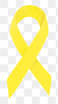 Yellow ribbon png, cancer awareness illustration, transparent background