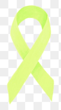 Green ribbon png, lymphoma cancer awareness illustration, transparent background