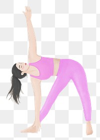 Woman stretching png, wellness illustration, transparent background