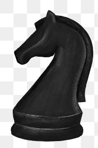 Black knight png chess piece, transparent background