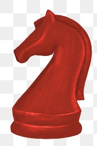 Red knight png chess piece, transparent background