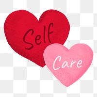 Self-care hearts  png sticker, transparent background