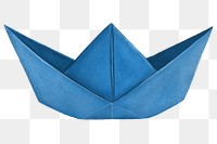 Blue boat origami png, transparent background