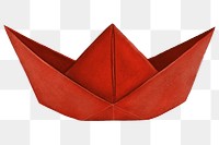 Red boat origami png, transparent background