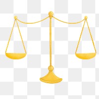 Gold justice scales png, transparent background