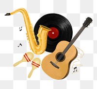 Jazz music png aesthetic, instruments remix, transparent background