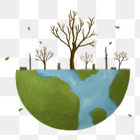 Leafless trees png globe, environment remix, transparent background