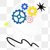 Cogwheel brain png, business remix, transparent background