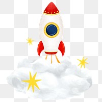 Space rocket launching  png sticker, transparent background