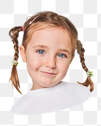 PNG Girl in white t shirt portrait, collage element, transparent background