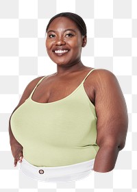 Woman's green tank top png, plus size fashion, transparent background