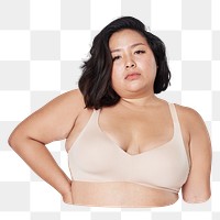 Women's beige bra png, plus size fashion, transparent background