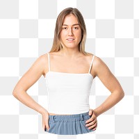 Women’s white tank top png, women's apparel, transparent background