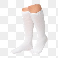 Png white long socks, transparent background