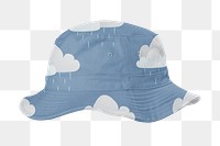 Bucket hat png raining cloud pattern, transparent background