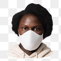 Png African American woman mask, transparent background