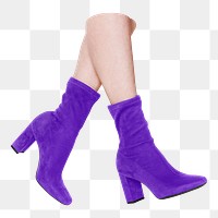 Png velvet purple heeled boots ,transparent background