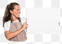 Female artist png showing a blank canvas, transparent background