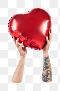 PNG Valentines heart balloon with, collage element, transparent background