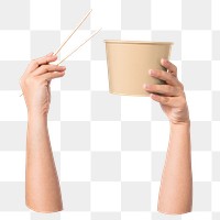 PNG Hand holding bowl  transparent background