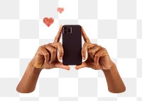 PNG hands holding smartphone, collage element, transparent background