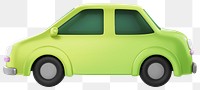 Green car png, 3D vehicle illustration, transparent background