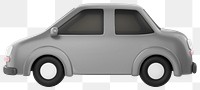 Gray car png, 3D vehicle illustration, transparent background