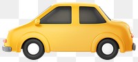 Yellow car png, 3D vehicle illustration, transparent background