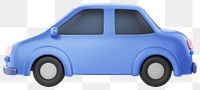 Blue car png, 3D vehicle illustration, transparent background