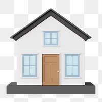Simple home png model, 3D illustration, transparent background