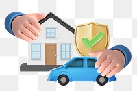 House png car insurance, 3D remix, transparent background