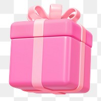 Pink birthday png gift box, 3D illustration, transparent background