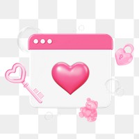 Valentine's day png calendar, 3D love remix, transparent background