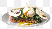 Gourmet egg toast  png, transparent background