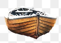 Png brown wooden boat, isolated object, transparent background