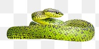 Green snake png, design element, transparent background