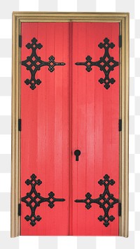 Red door png, isolated object, transparent background