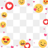 Love emoticon frame png, transparent background