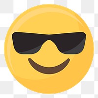 Cool sunglasses emoticon png, transparent background