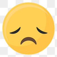 Sad emoticon png, transparent background