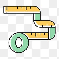 PNG Measuring tape, health & wellness line art illustration, transparent background