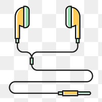 PNG Earphones digital device, health & wellness line art illustration, transparent background