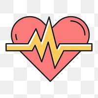 PNG Heartbeat pulse, health & wellness line art illustration, transparent background