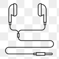 PNG Earphones digital device, health & wellness minimal line art illustration, transparent background