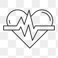 PNG Heartbeat pulse, health & wellness minimal line art illustration, transparent background