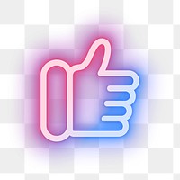Png thumbs up like icon for social media app pink neon style